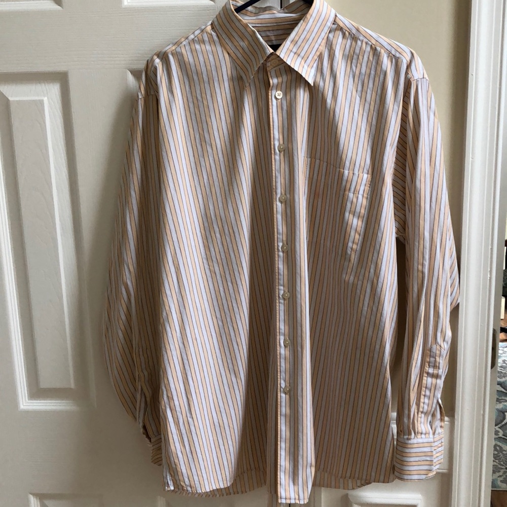 Scott Barber Mens XL Peach Striped Button Down